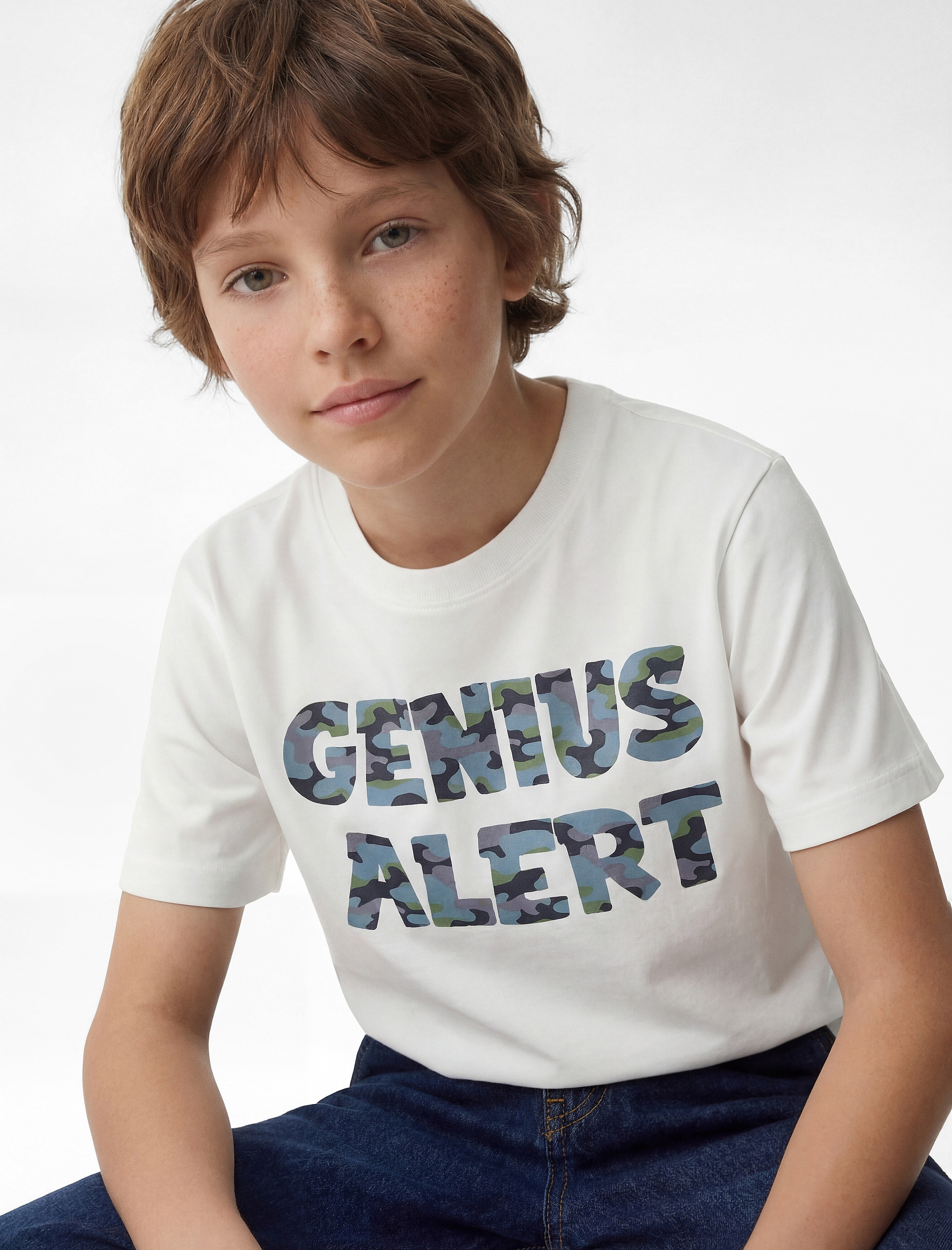  Erkek Çocuk Baskılı Kısa Kollu Bisiklet Yaka Pamuklu Tişört