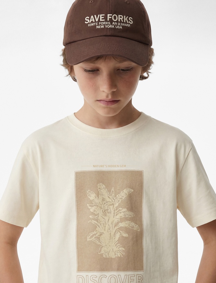 Erkek Çocuk Pamuklu Baskılı Kısa Kollu Bisiklet Yaka Tişört