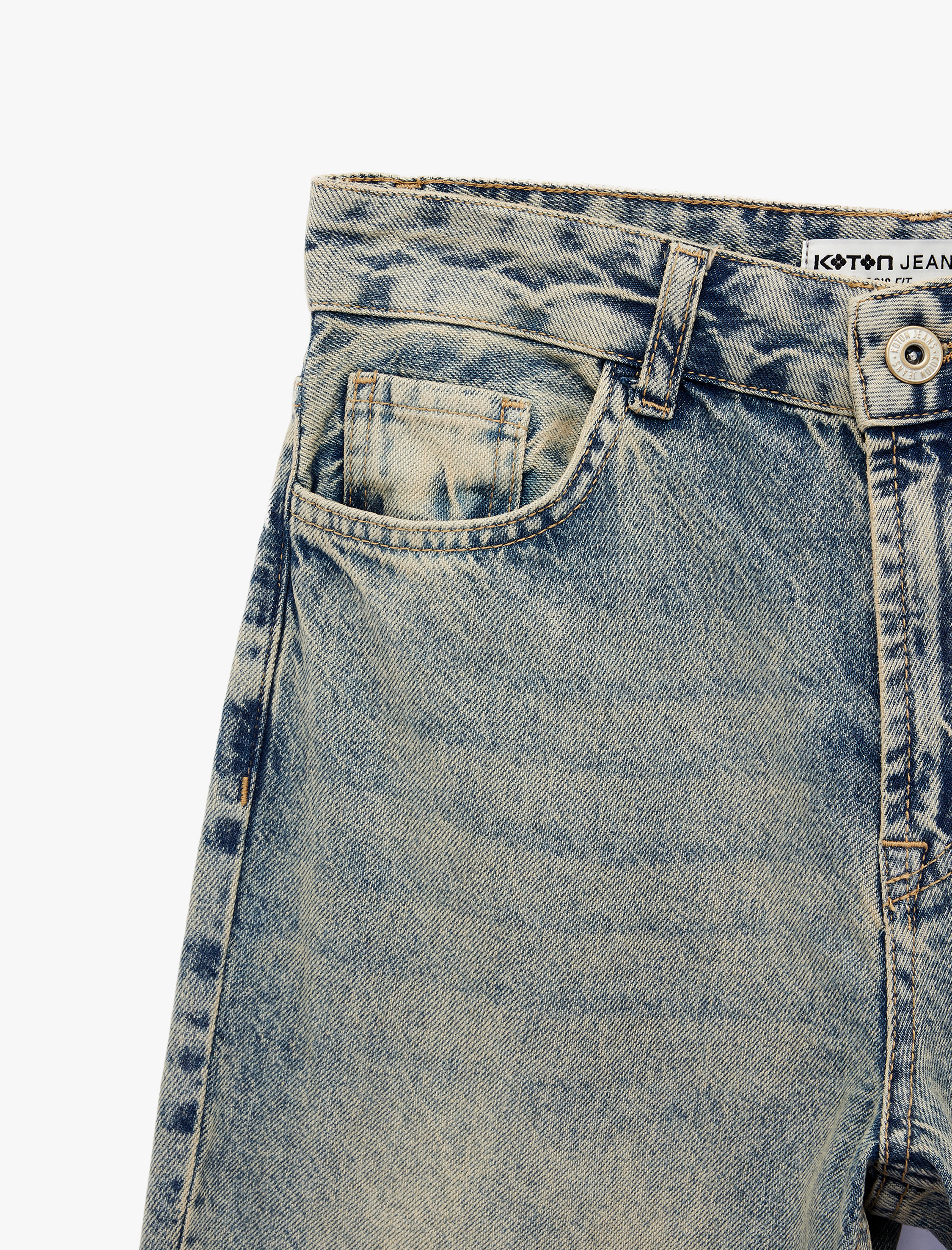   Yüksek Bel Cepli Pamuklu Düz Paça Straight Fit Denim Pantolon - Straight Jeans