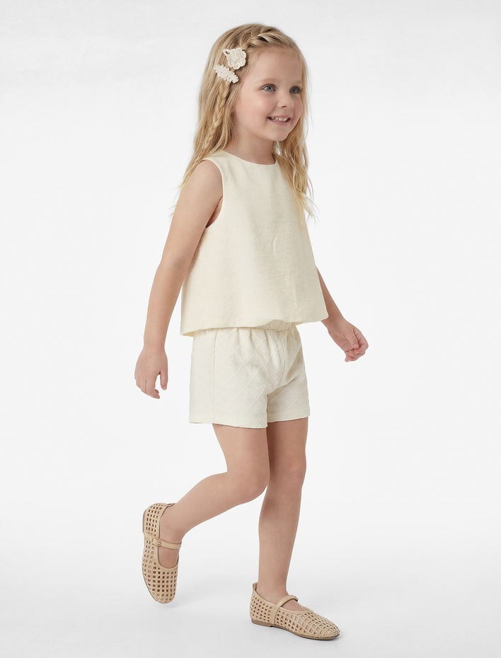 Kız Bebek Pamuklu Bisiklet Yaka Kolsuz Bluz