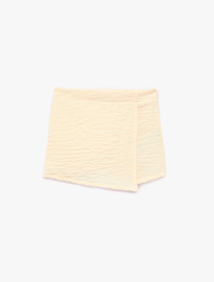 Kız Bebek Beli Lastikli Dokulu Kruvaze Şort Etek