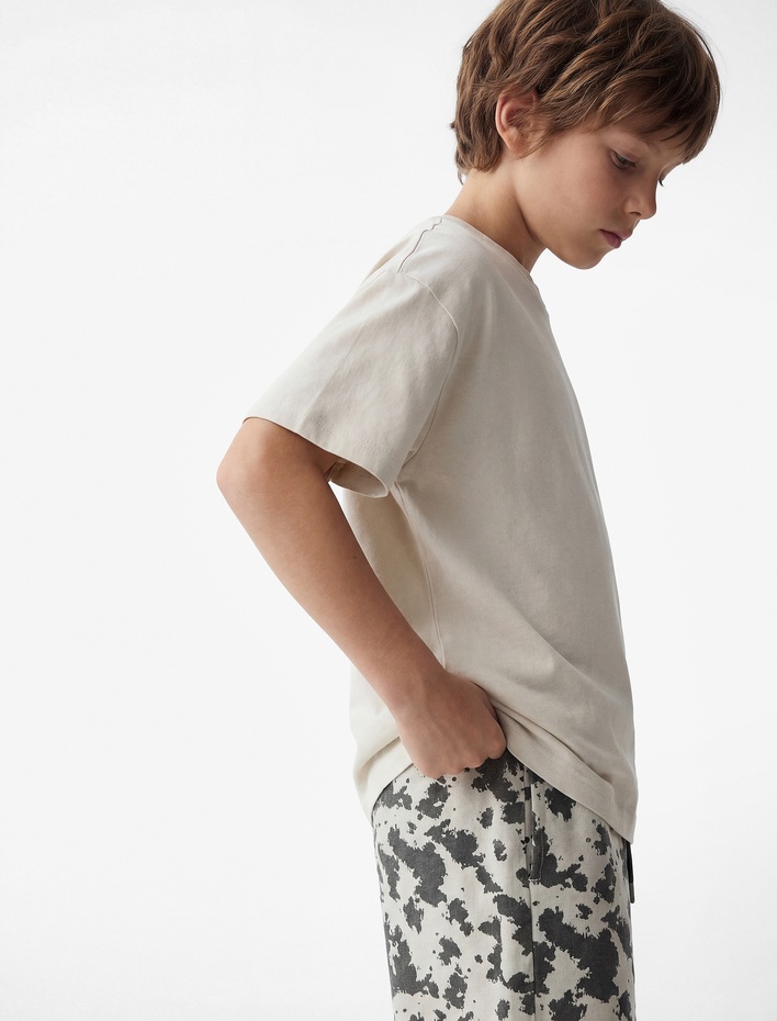 Erkek Çocuk Pamuklu Beli Bağcıklı Baskılı Cepli Şort