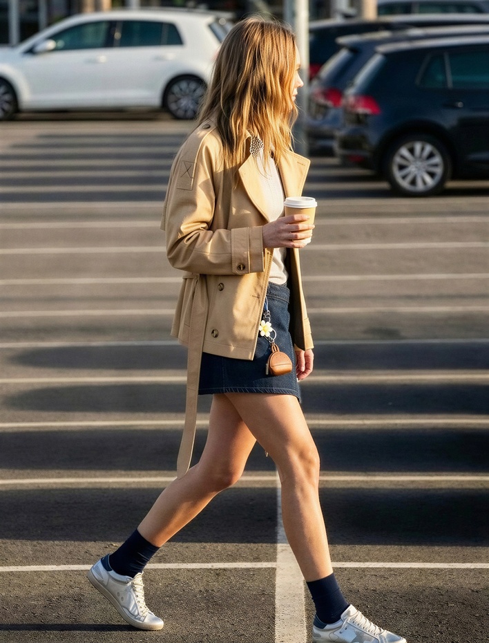  Rahat Kalıp Kruvaze Mini Denim Şort Etek