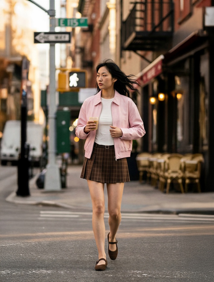  Kemerli Pile Detaylı Mini Ekose Şort Etek