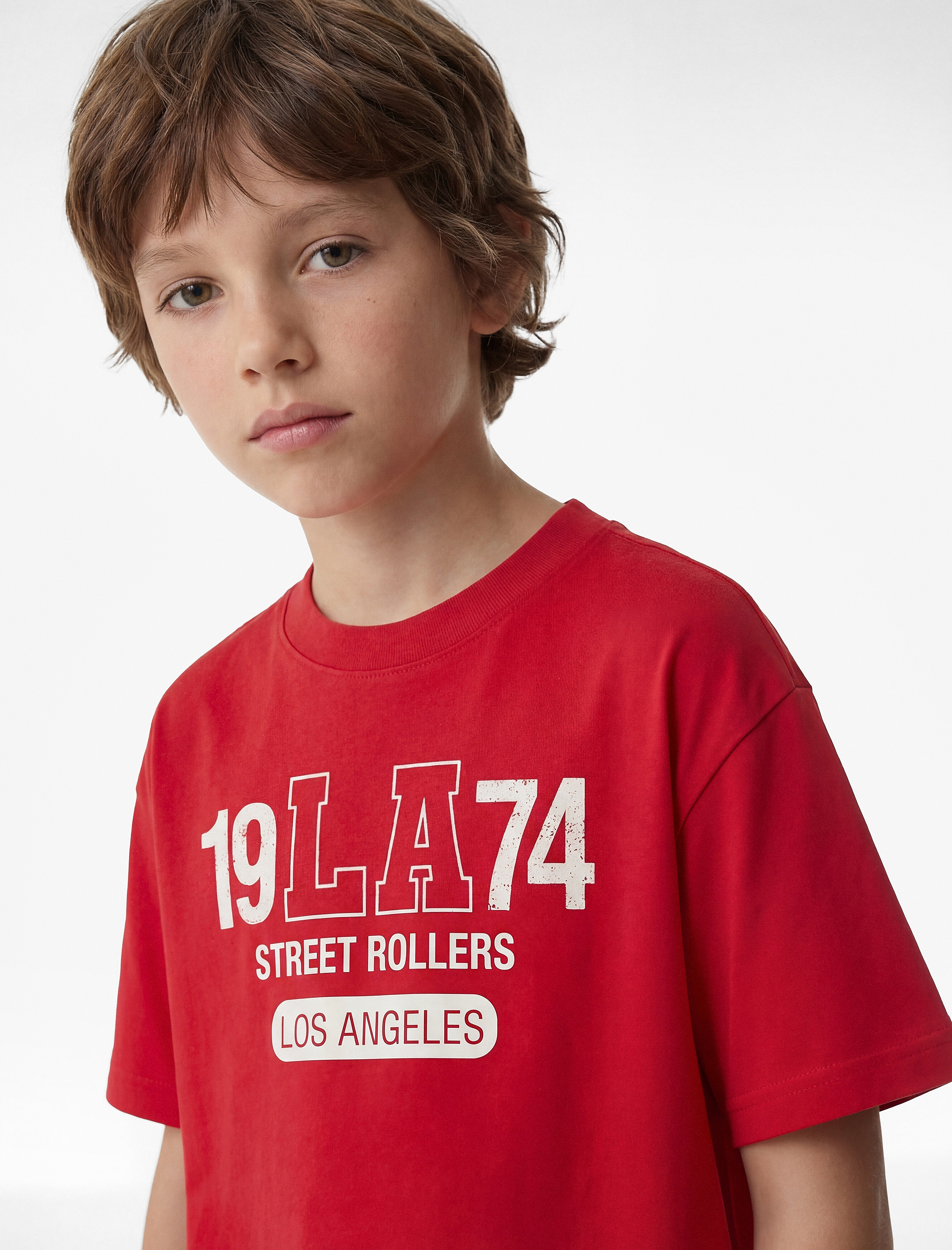  Erkek Çocuk Baskılı Kısa Kollu Bisiklet Yaka Pamuklu Oversize Tişört