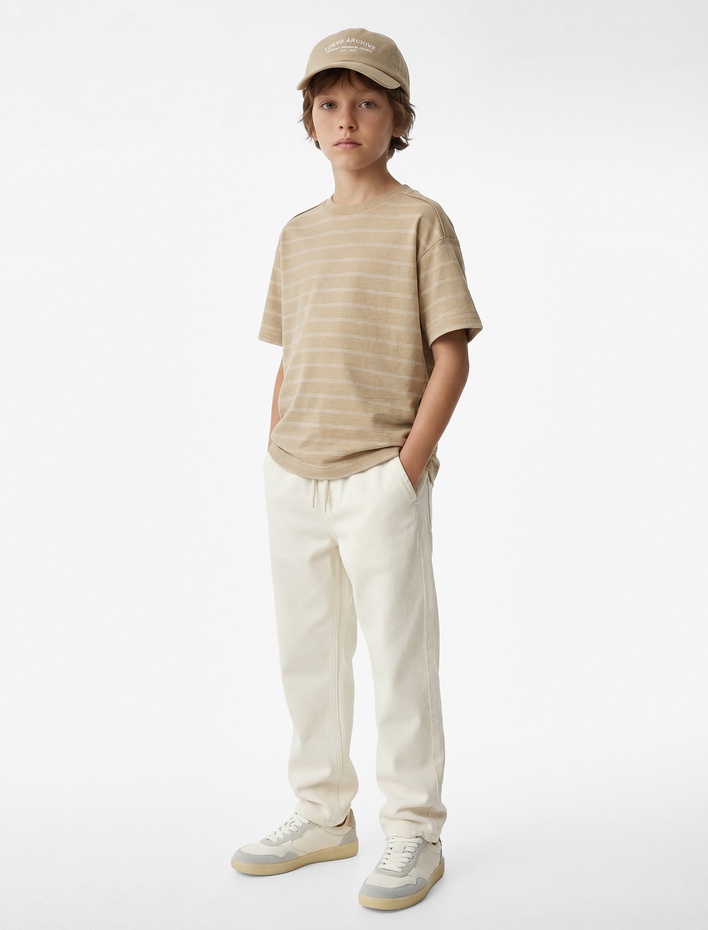 Erkek Çocuk Pamuklu Cep Detaylı Oversize Denim Pantolon