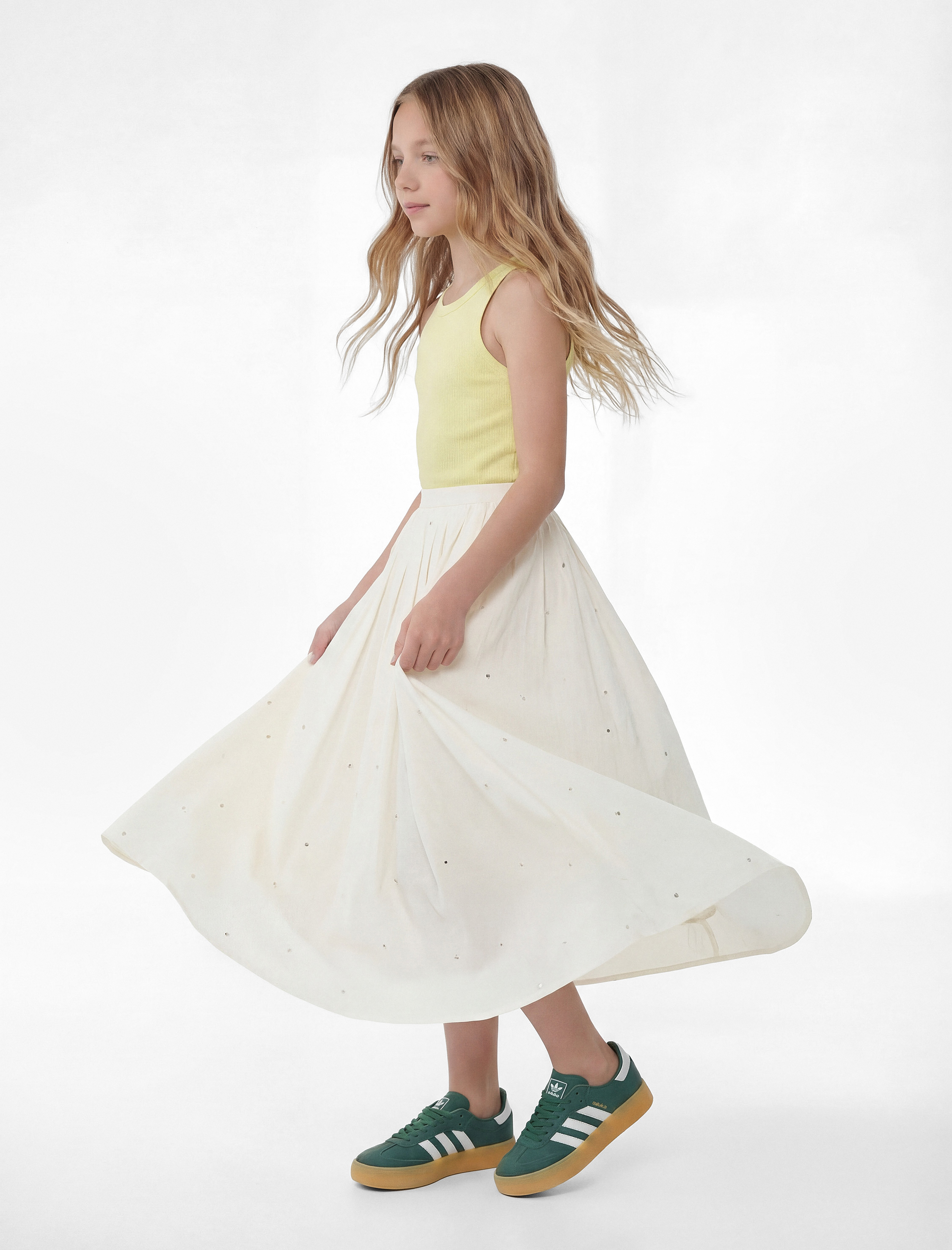 Beli Lastikli Yırtmaç Detaylı Çiçek Desenli Pileli Viskon Etek - Görsel 2