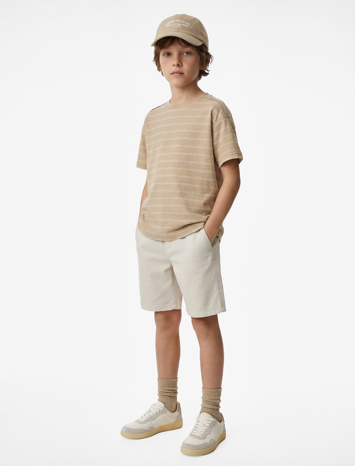 Erkek Çocuk Beli Bağcıklı Cep Detaylı Pamuklu Basic Şort