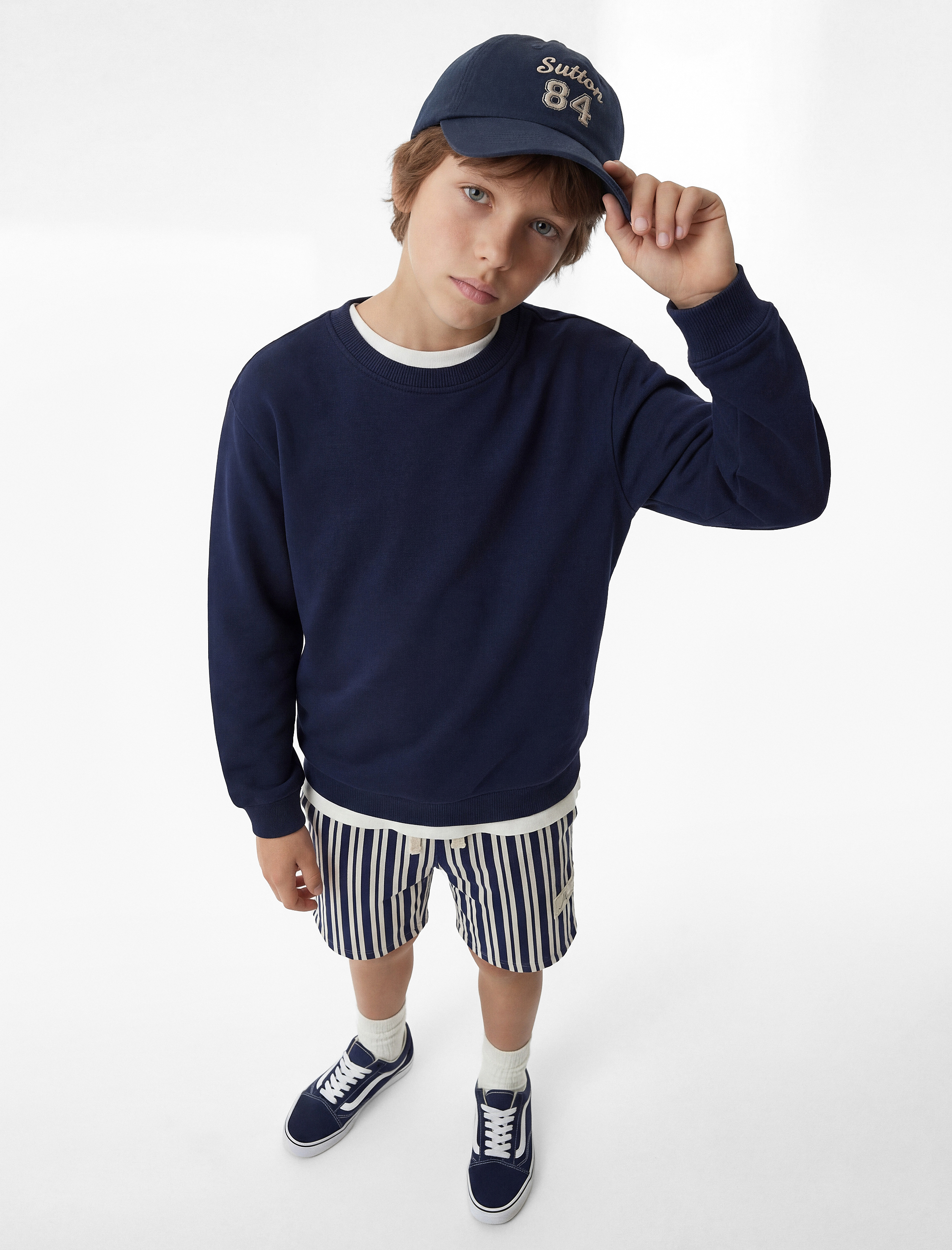 Pamuklu Beli Bağlamalı Lastikli Cepli Çizgili Bermuda Şort - Görsel 2