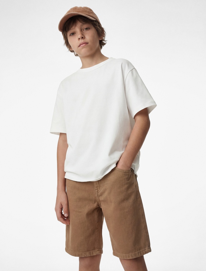 Erkek Çocuk Pamuklu Rahat Kesim Cepli Denim Şort