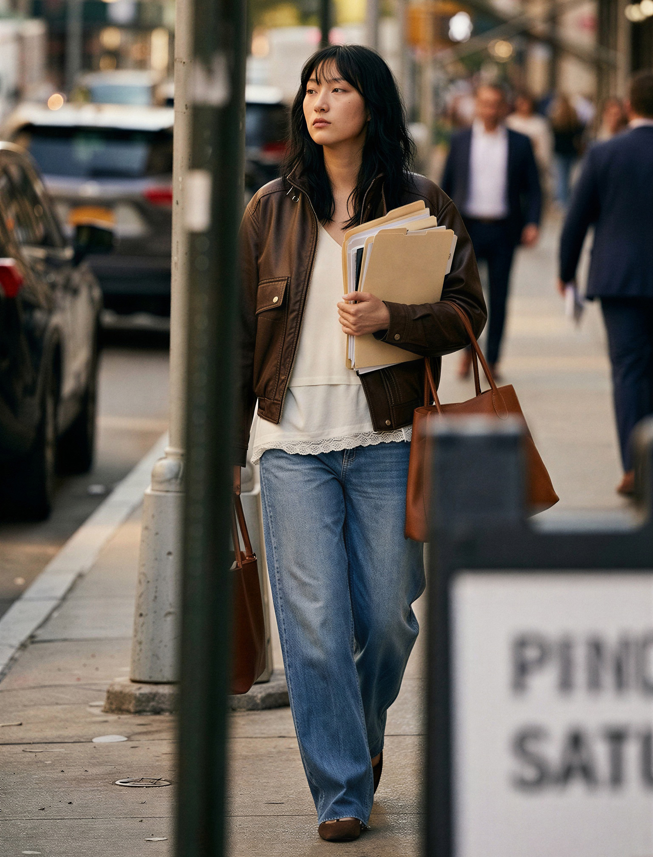   Yüksek Bel Dikiş Detaylı Düğmeli Cepli Geniş Paça Denim Pantolon - Wide Leg Jean