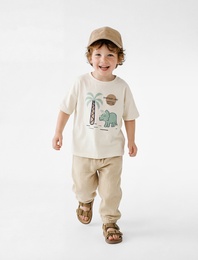 Pamuklu Beli Bağcıklı Müslin Kumaş Basic Jogger Pantolon