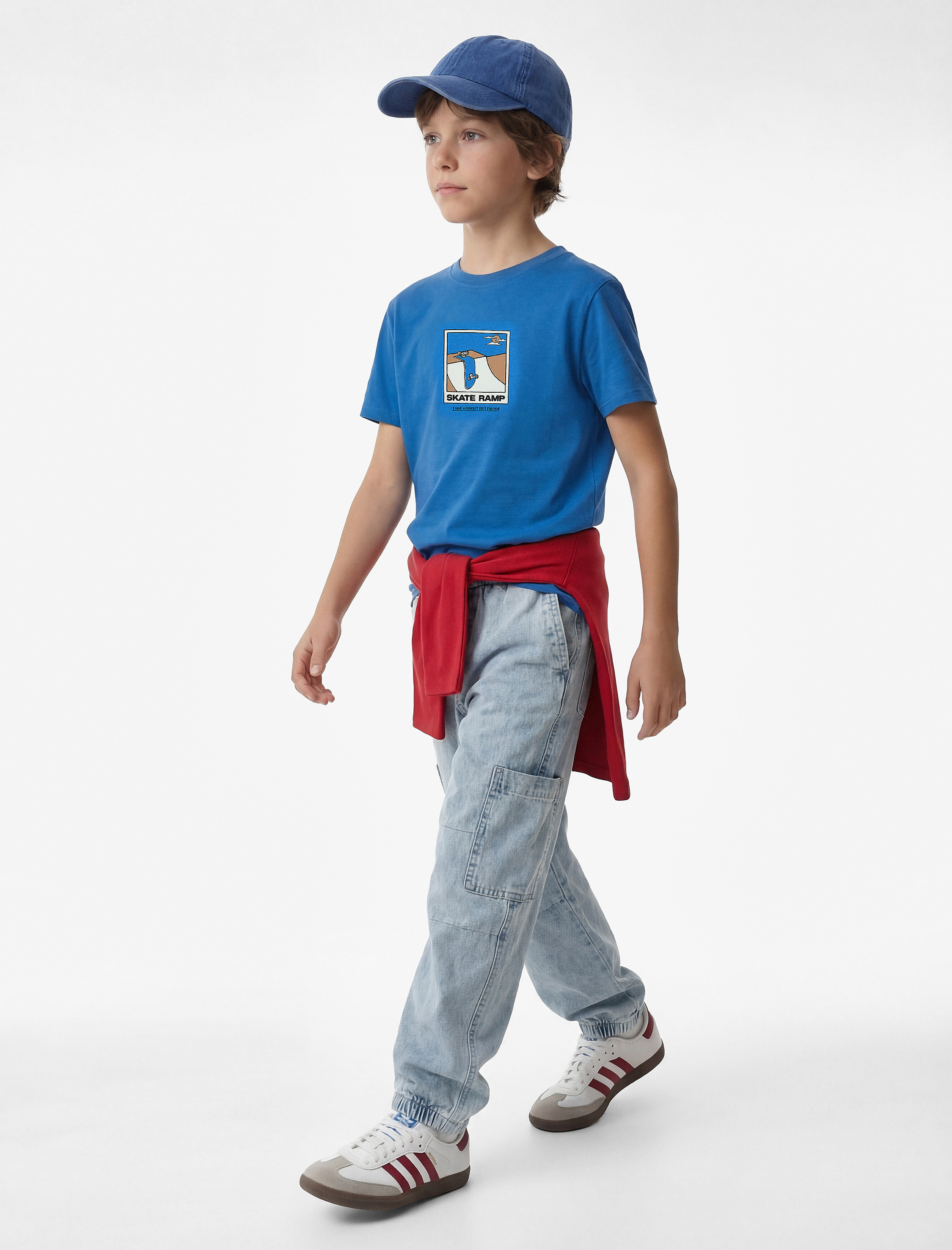  Erkek Çocuk Baskılı Kısa Kollu Bisiklet Yaka Pamuklu Tişört