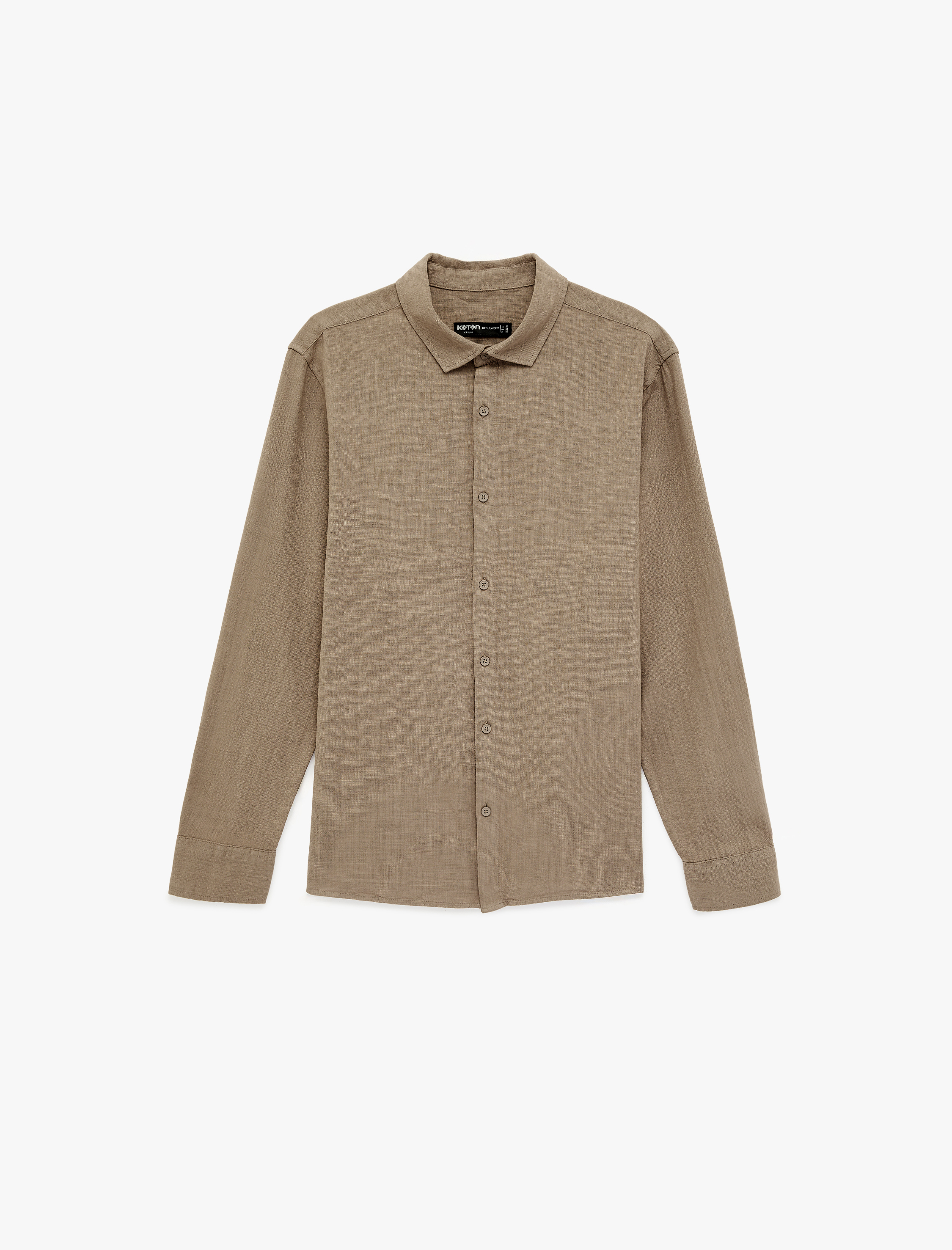   Regular Fit Pamuklu Klasik Yaka Düğmeli Uzun Kollu Gömlek