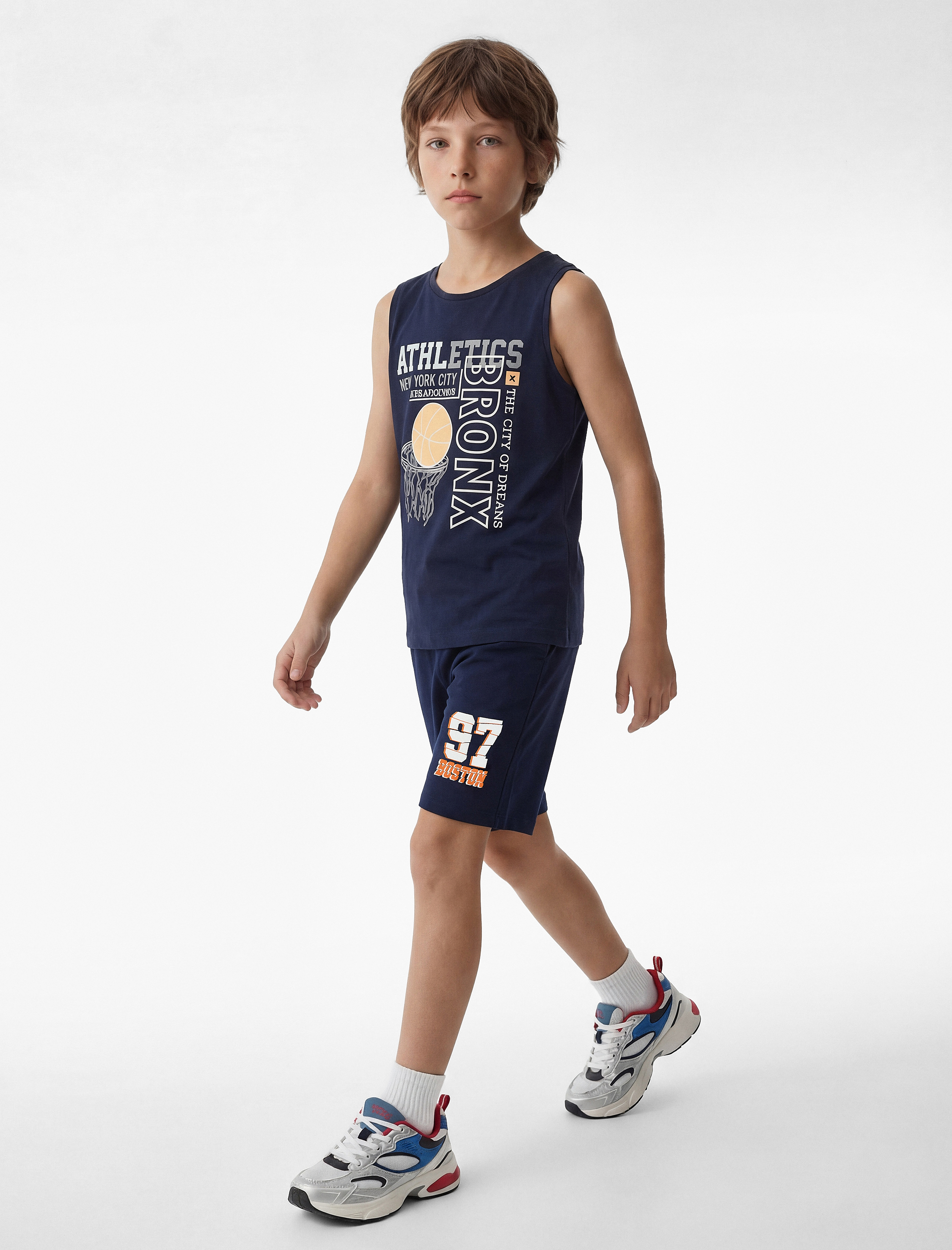  Erkek Çocuk Pamuklu Beli Bağlamalı Baskılı Şort