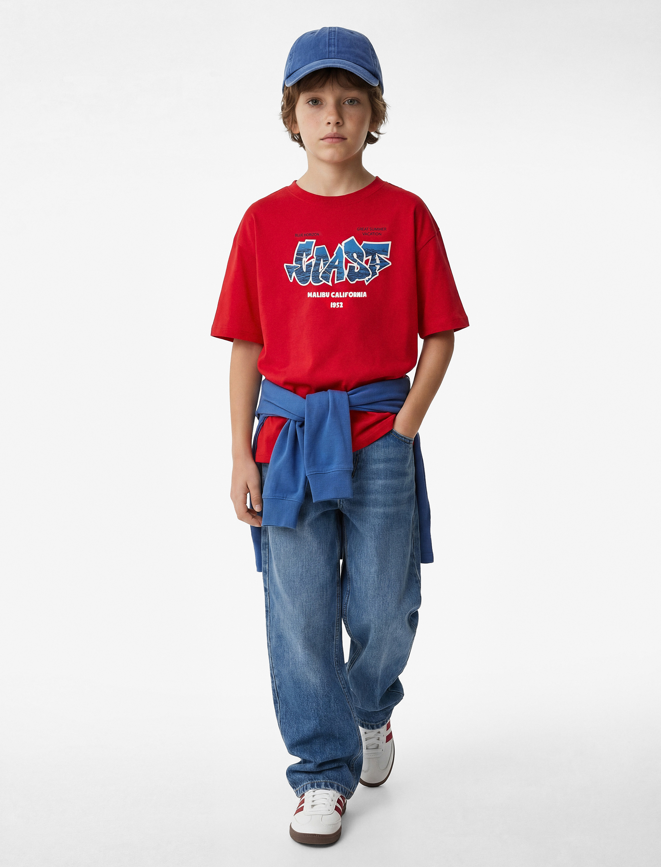  Erkek Çocuk Pamuklu Kısa Kollu Bisiklet Yaka Baskılı Tişört