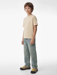 Pamuklu Kısa Kollu Bisiklet Yaka Oversize Basic Tişört