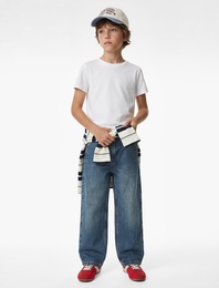 Kısa Kollu Bisiklet Yaka Pamuklu Basic Tişört