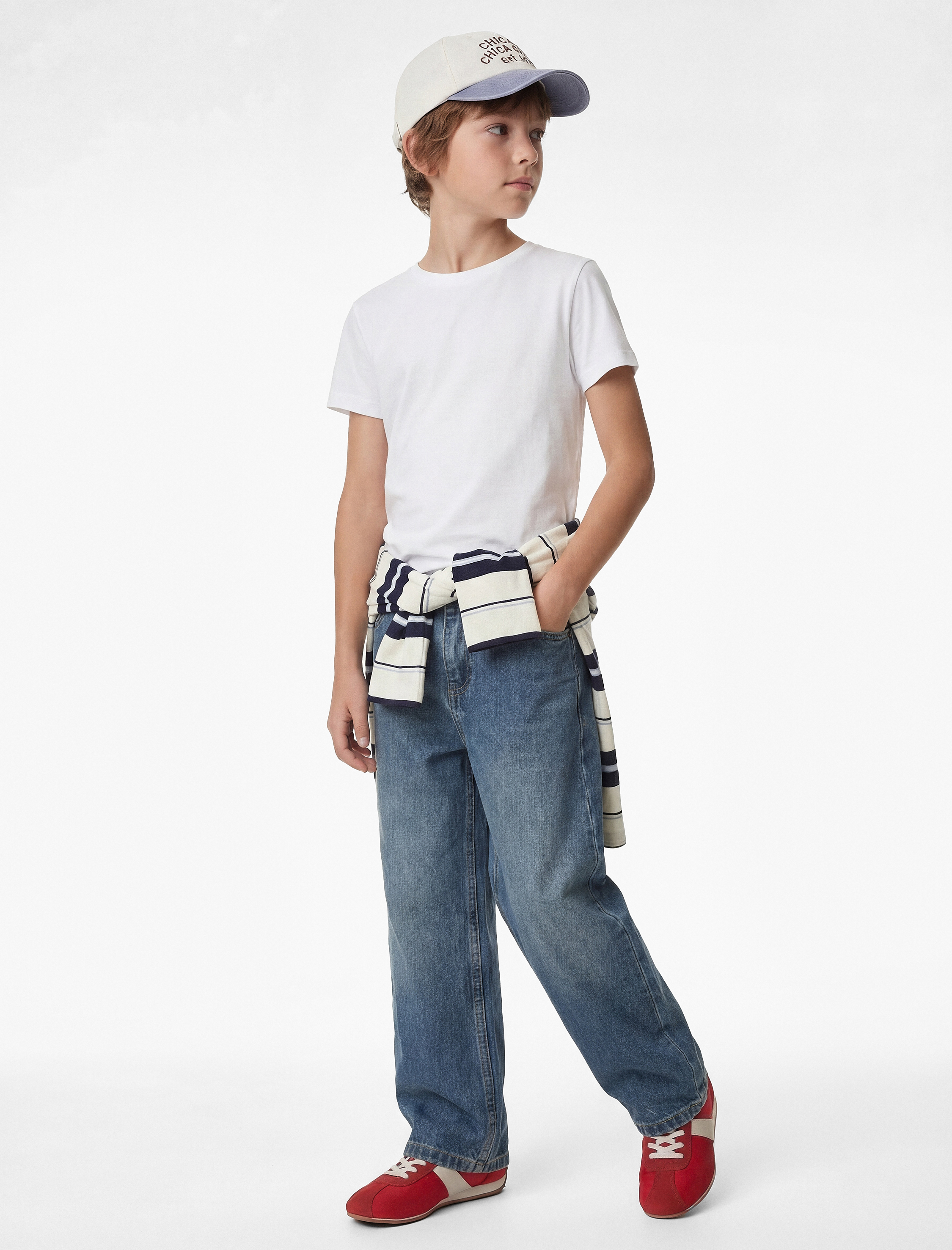  Erkek Çocuk Kısa Kollu Bisiklet Yaka Pamuklu Basic Tişört