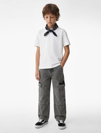 Pamuklu Kısa Kollu Bisiklet Yaka Oversize Basic Tişört