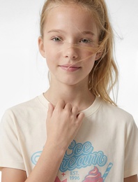 Pamuklu Kısa Kollu Bisiklet Yaka Baskılı Tişört