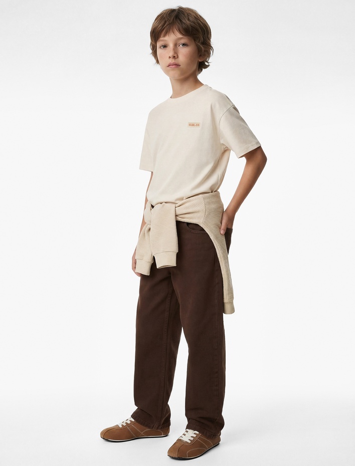 Erkek Çocuk Pamuklu Uzun Kollu Bisiklet Yaka Tişört