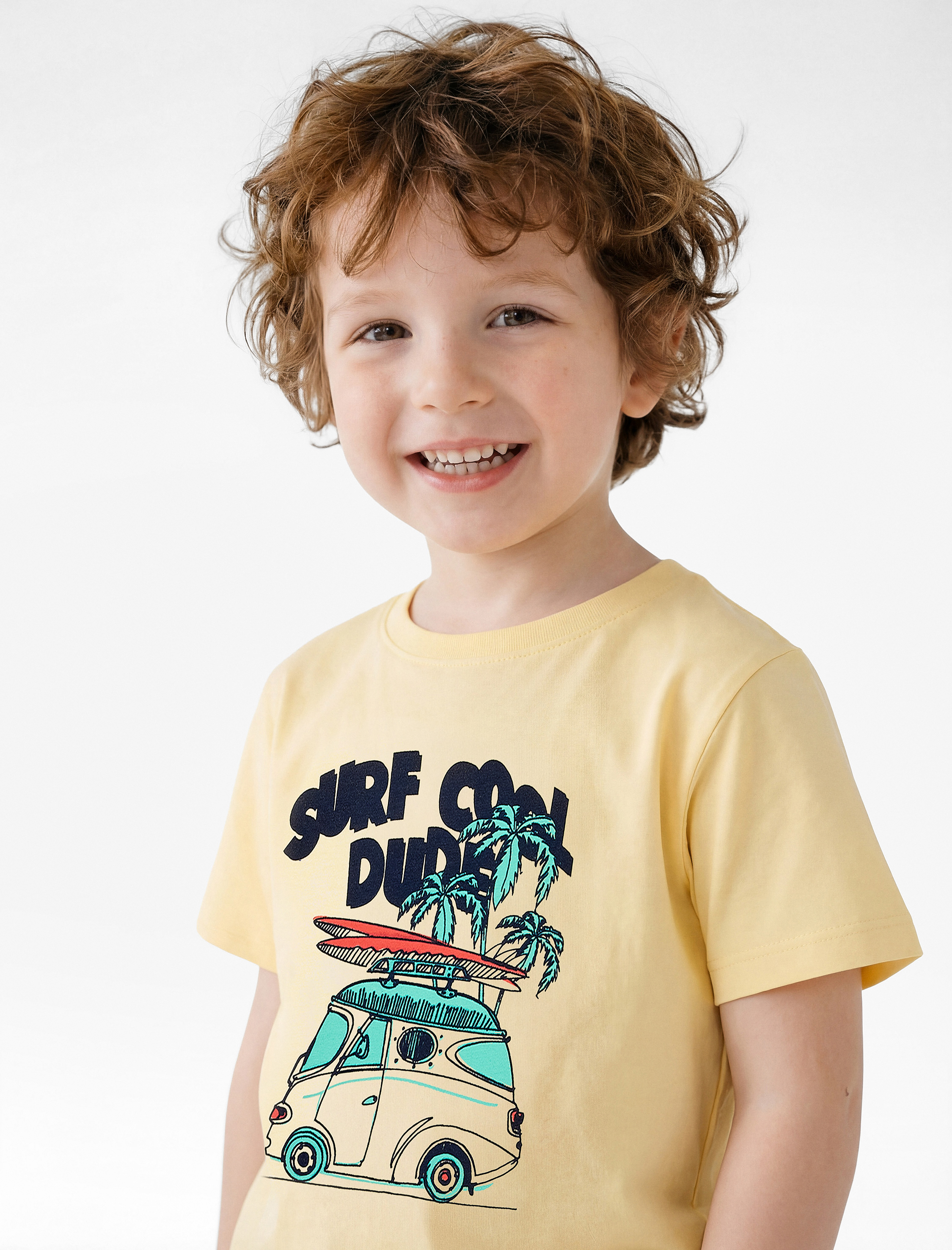  Erkek Bebek Pamuklu Kısa Kollu Bisiklet Yaka Baskılı Tişört