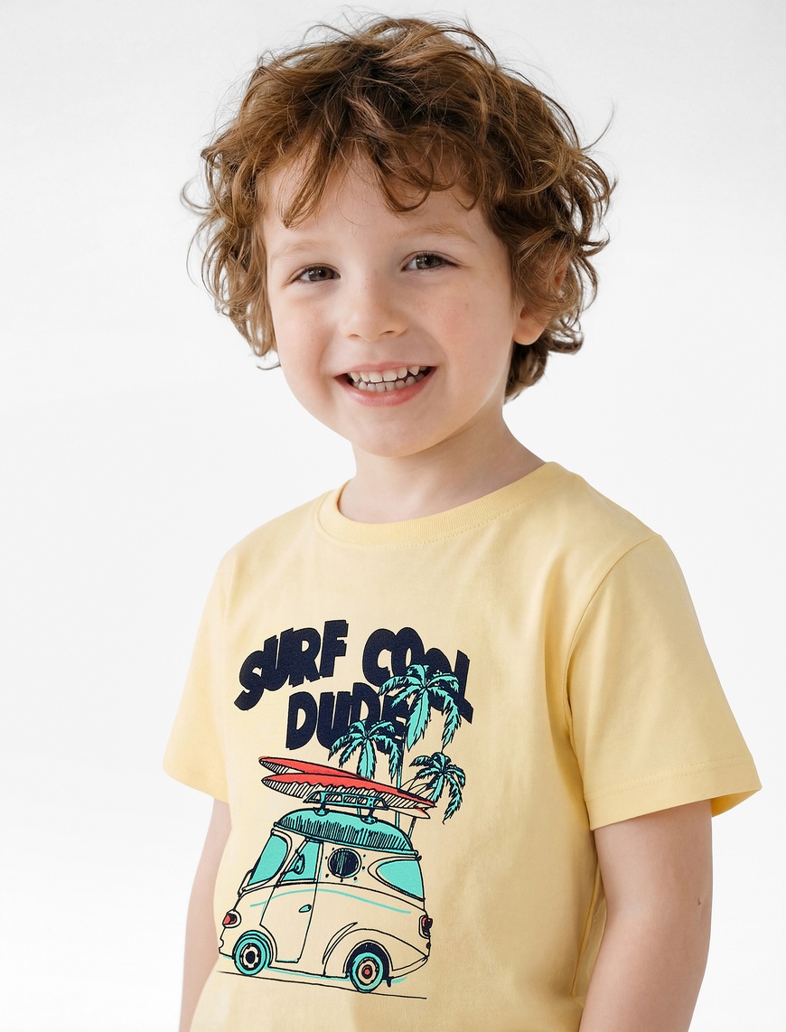 Koton Erkek Bebek Pamuklu Kısa Kollu Bisiklet Yaka Baskılı T-Shirt