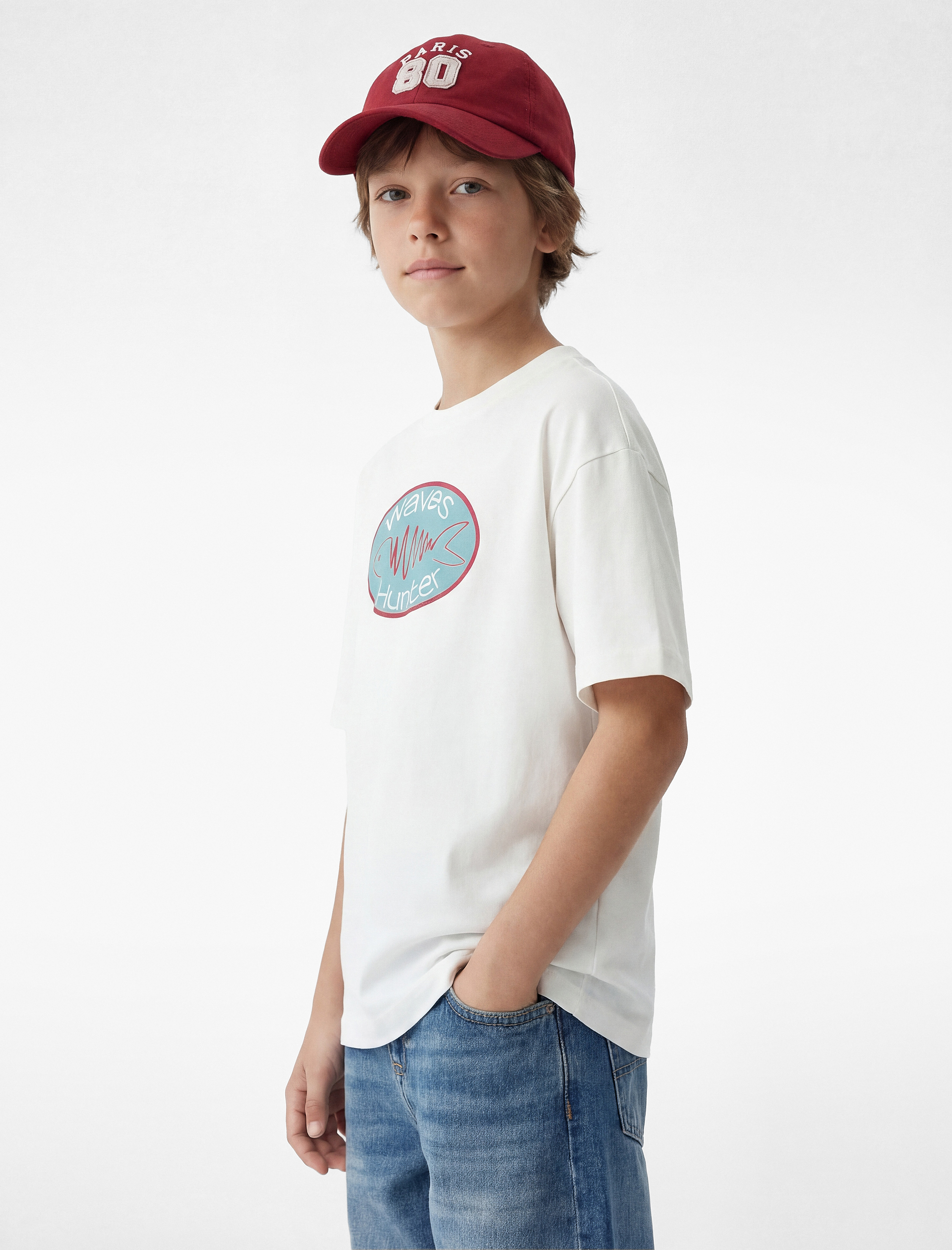  Erkek Çocuk Bisiklet Yaka Kısa Kollu Pamuklu Baskılı Tişört