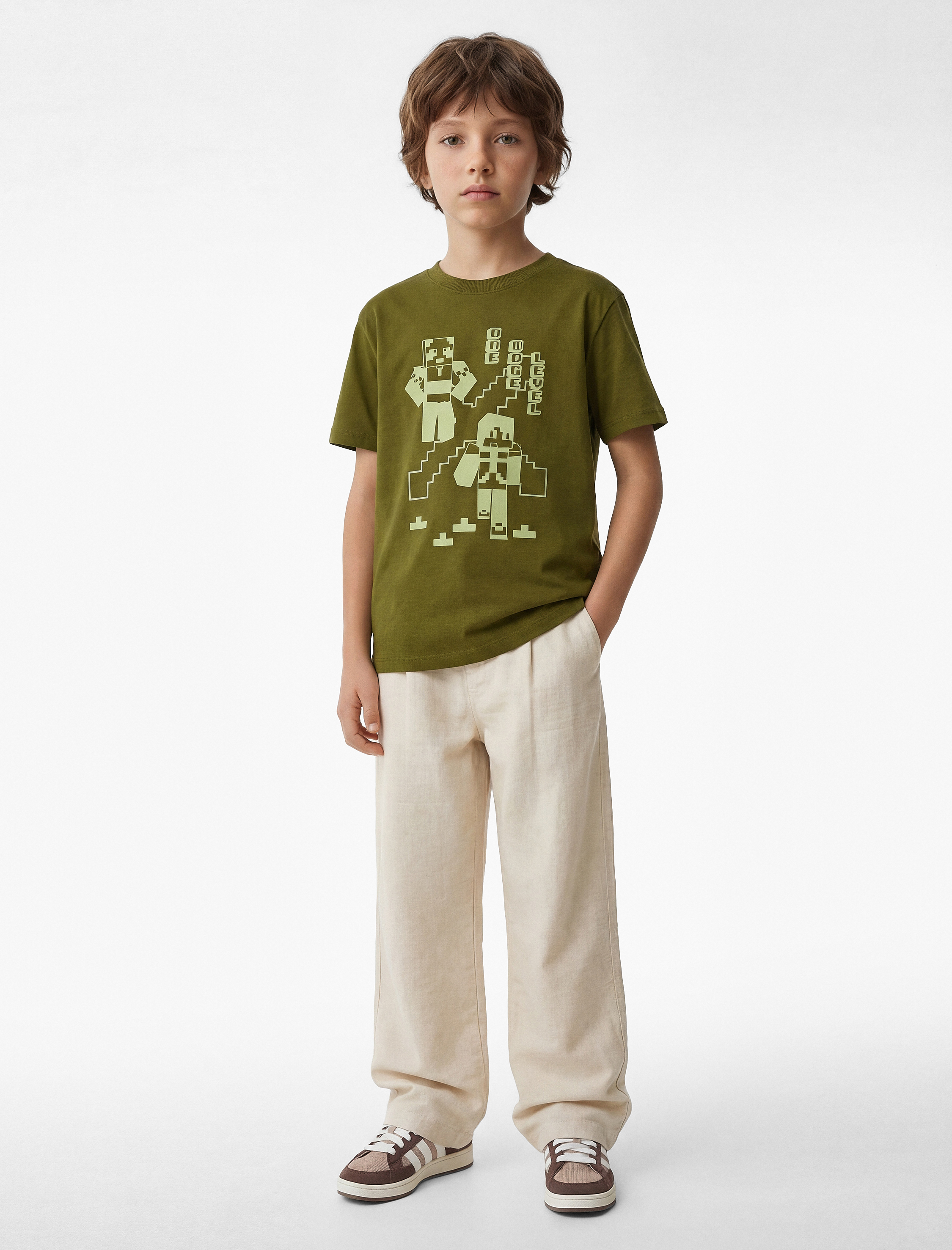  Erkek Çocuk Pamuklu Bisiklet Yaka Kısa Kollu Baskılı Tişört