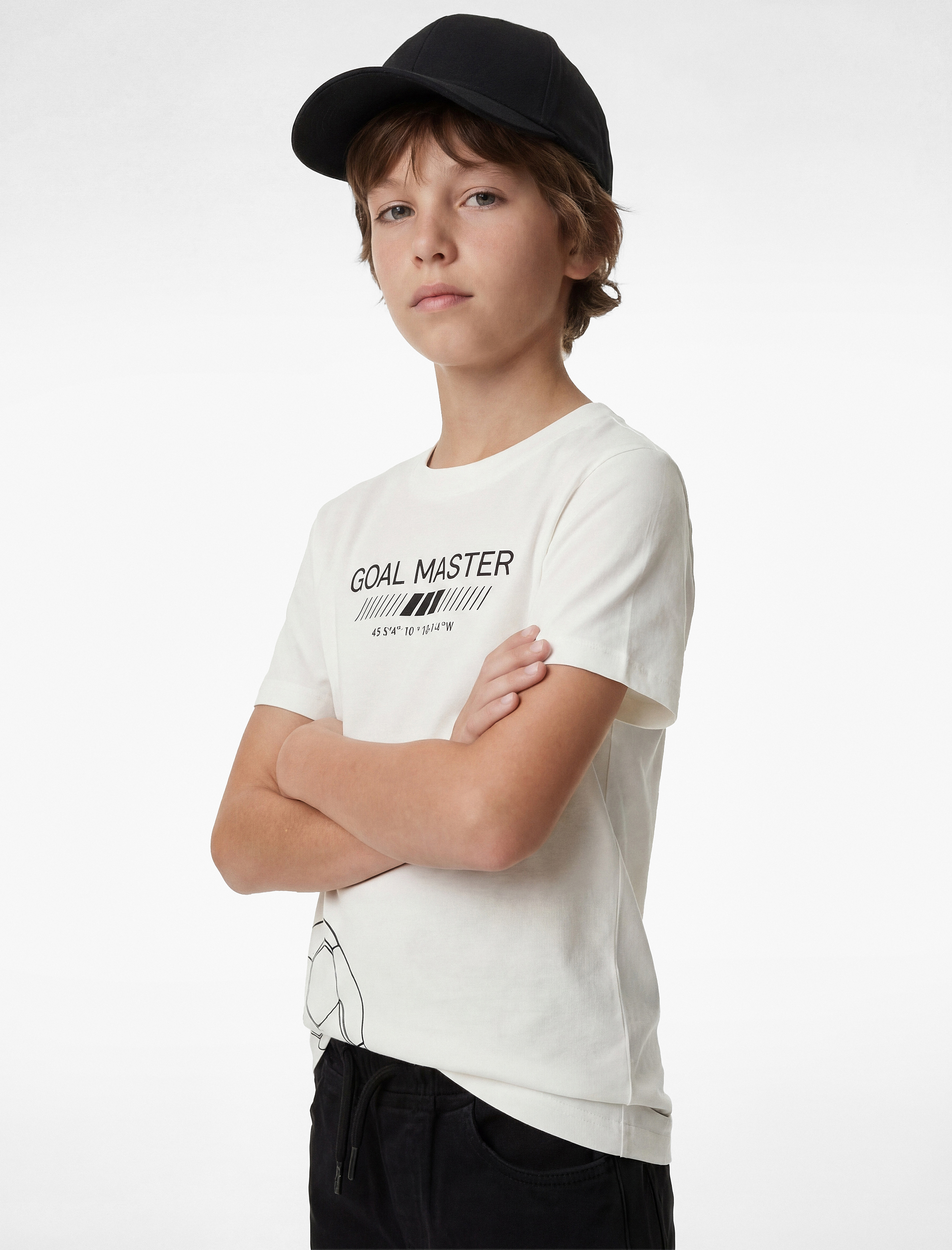  Erkek Çocuk Pamuklu Bisiklet Yaka Kısa Kollu Futbol Temalı Baskılı Tişört