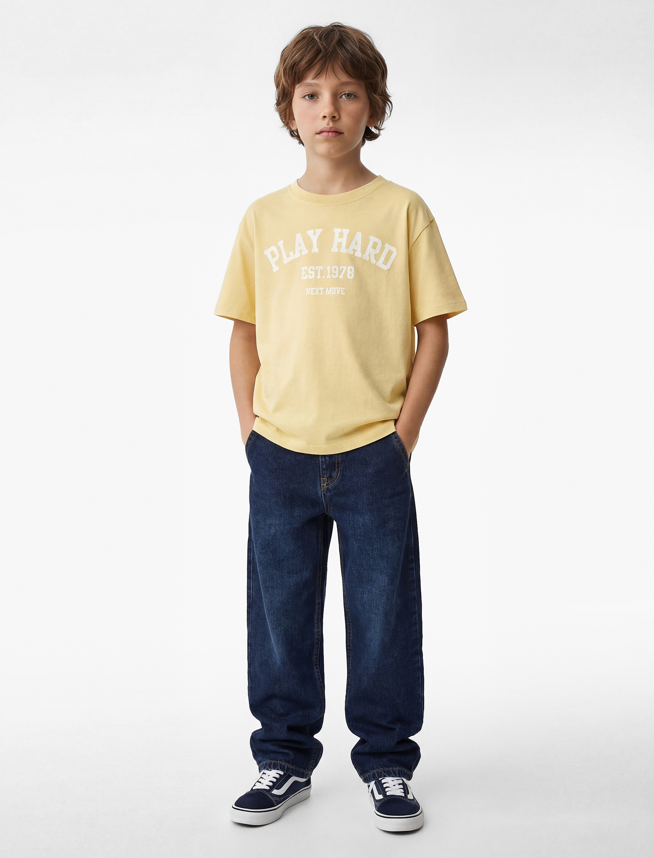  Erkek Çocuk Pamuklu Kısa Kollu Bisiklet Yaka Baskılı Tişört