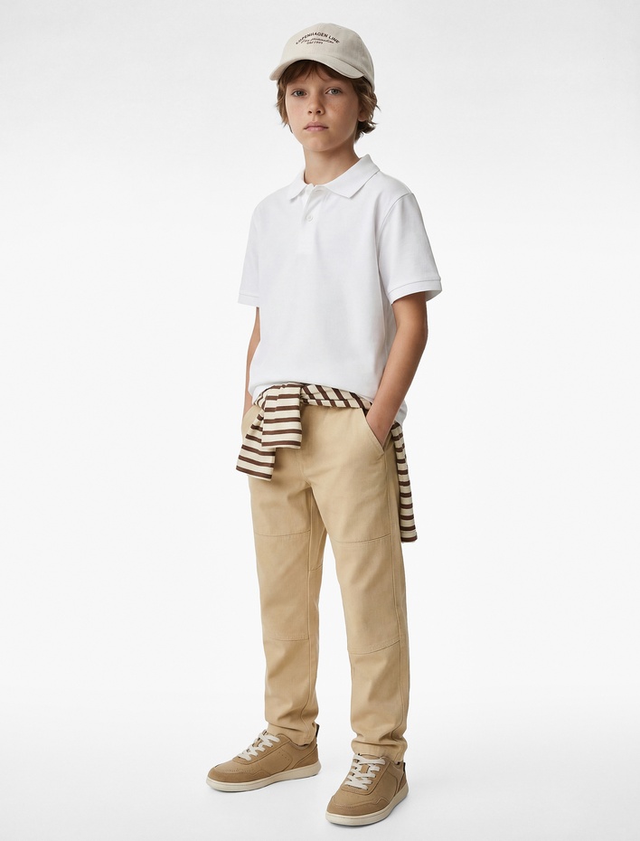 Erkek Çocuk Pamuklu Düğmeli Kısa Kollu Basic Polo Yaka Tişört