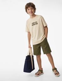 Beli Bağcıklı Cep Detaylı Pamuklu Basic Şort