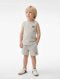 Pamuklu Baskılı Atlet ve Şort Takım - 2'li Set