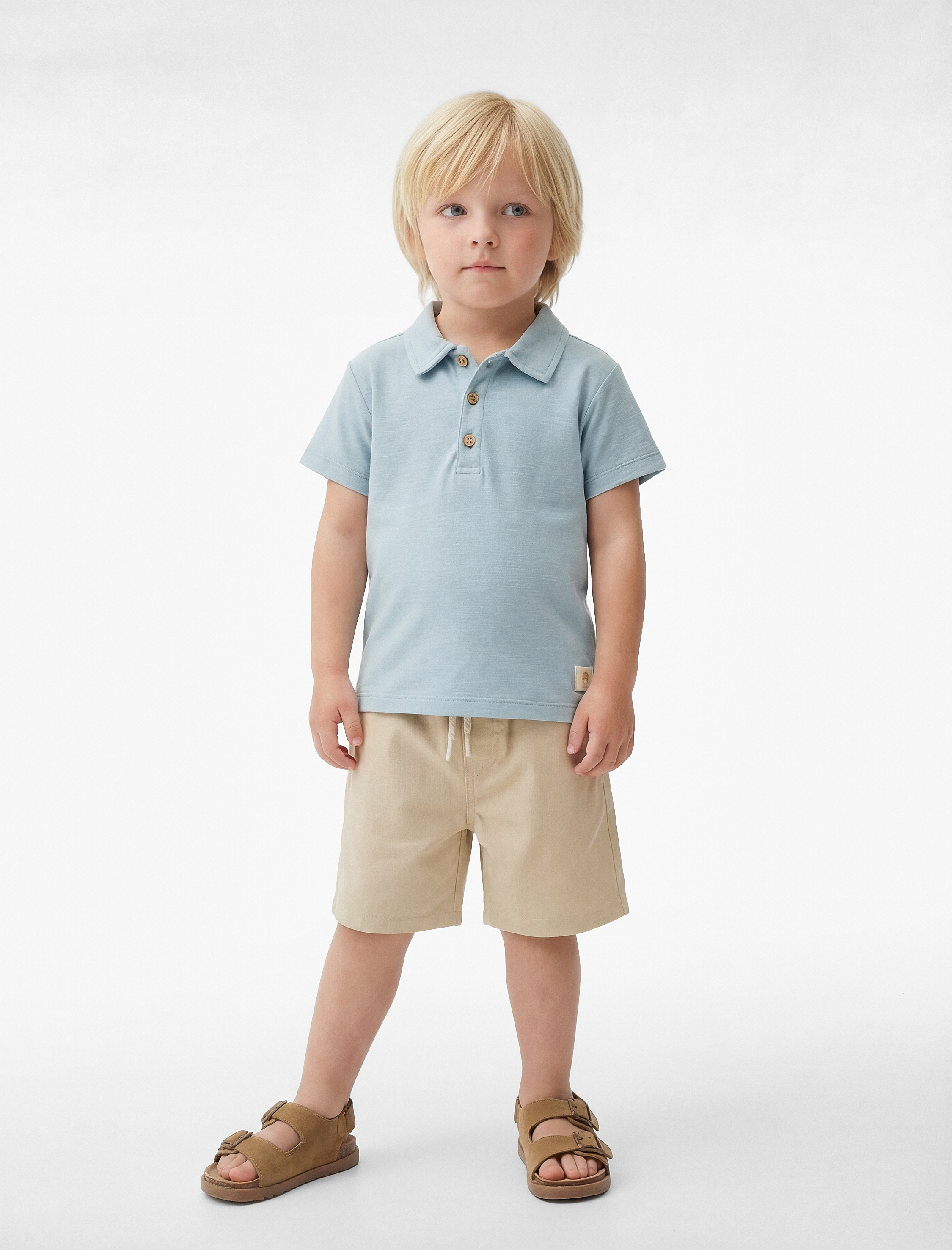  Erkek Bebek Pamuklu Kısa Kollu Düğmeli oversize Polo Yaka Tişört