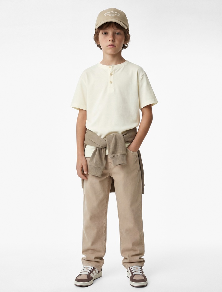 Erkek Çocuk Kısa Kollu Düğmeli Hakim Yaka Tişört