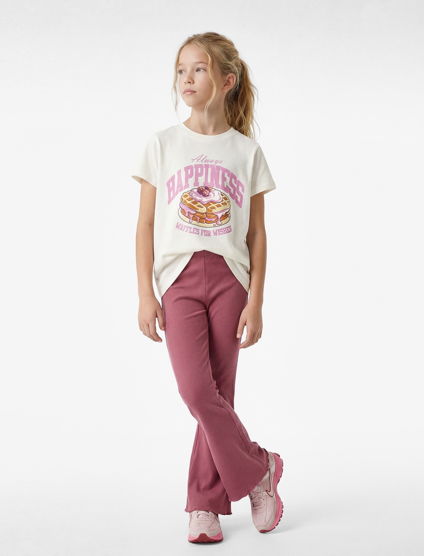 Koton Pamuklu Kısa Kollu Bisiklet Yaka Baskılı T-Shirt