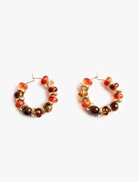 Çok Renkli Boncuklu Halka Küpe