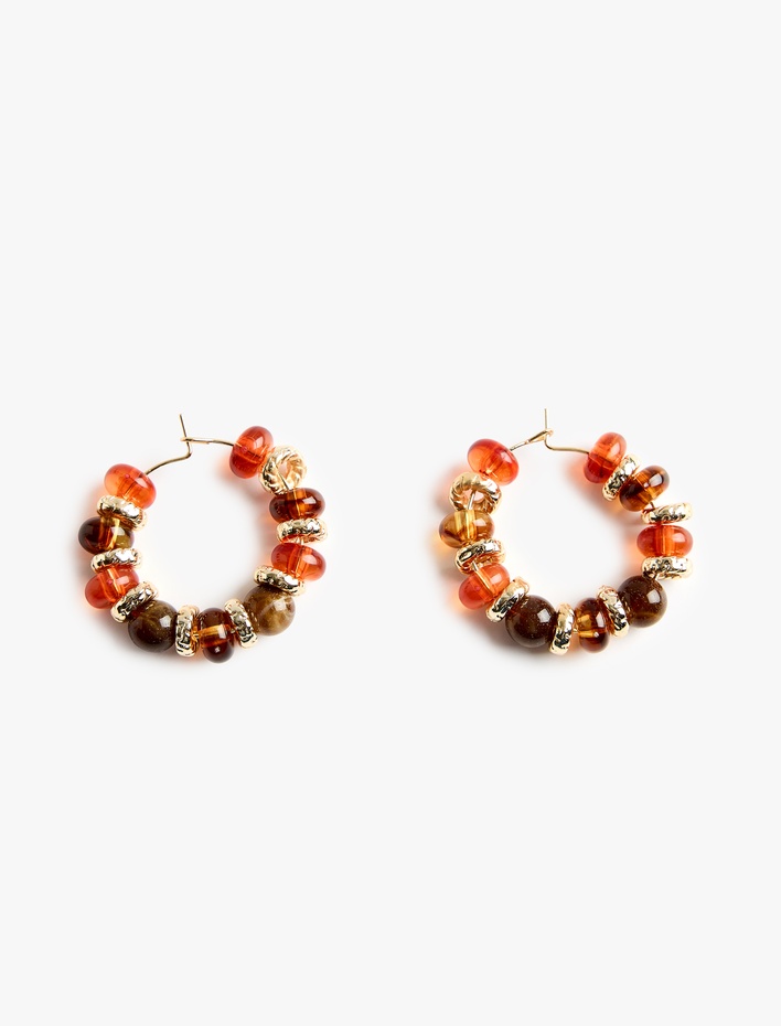 Kadın Çok Renkli Boncuklu Halka Küpe