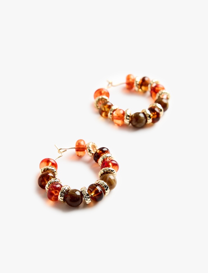 Kadın Çok Renkli Boncuklu Halka Küpe