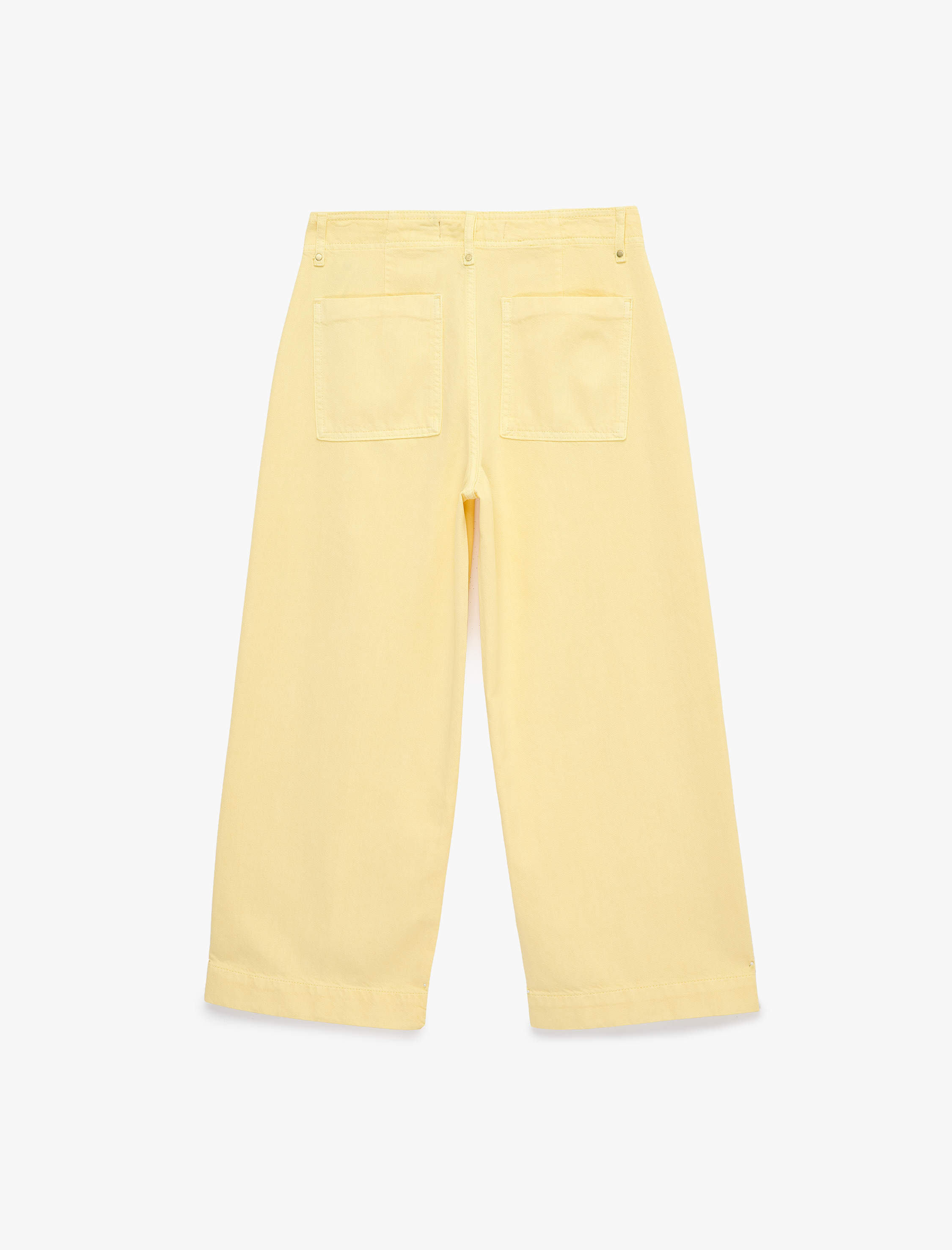 Normal Bel Cep Detaylı Nervürlü Kısa Geniş Paça Pantolon - Culotte Jeans - Görsel 2