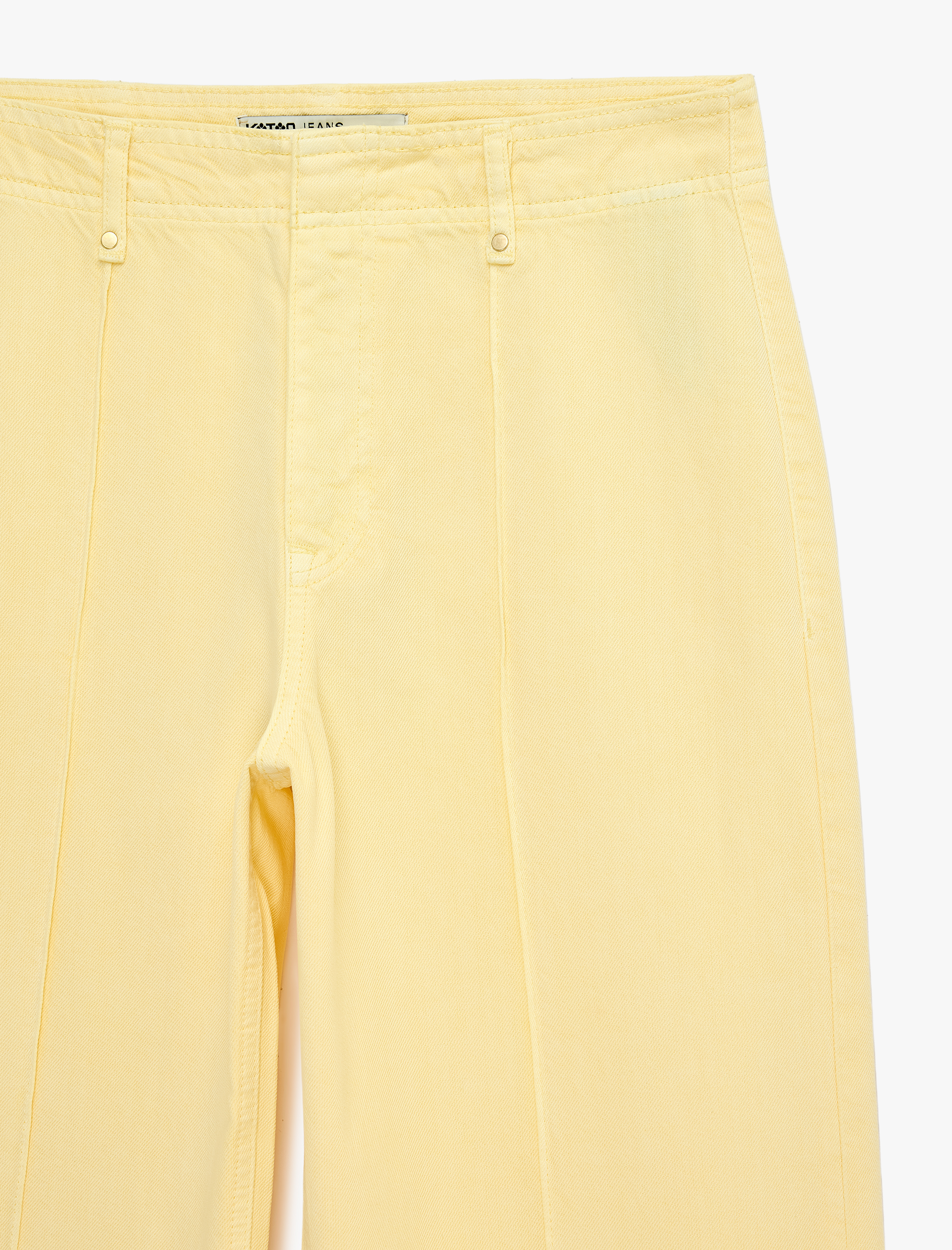 Normal Bel Cep Detaylı Nervürlü Kısa Geniş Paça Pantolon - Culotte Jeans - Görsel 3