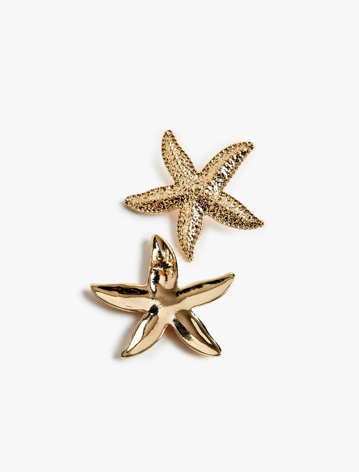 Kadın Büyük Boy Dokulu Deniz Yıldızı Küpe