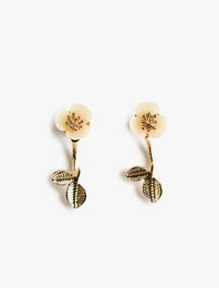 Sallantılı Çelik Karışımlı Çiçek Küpe