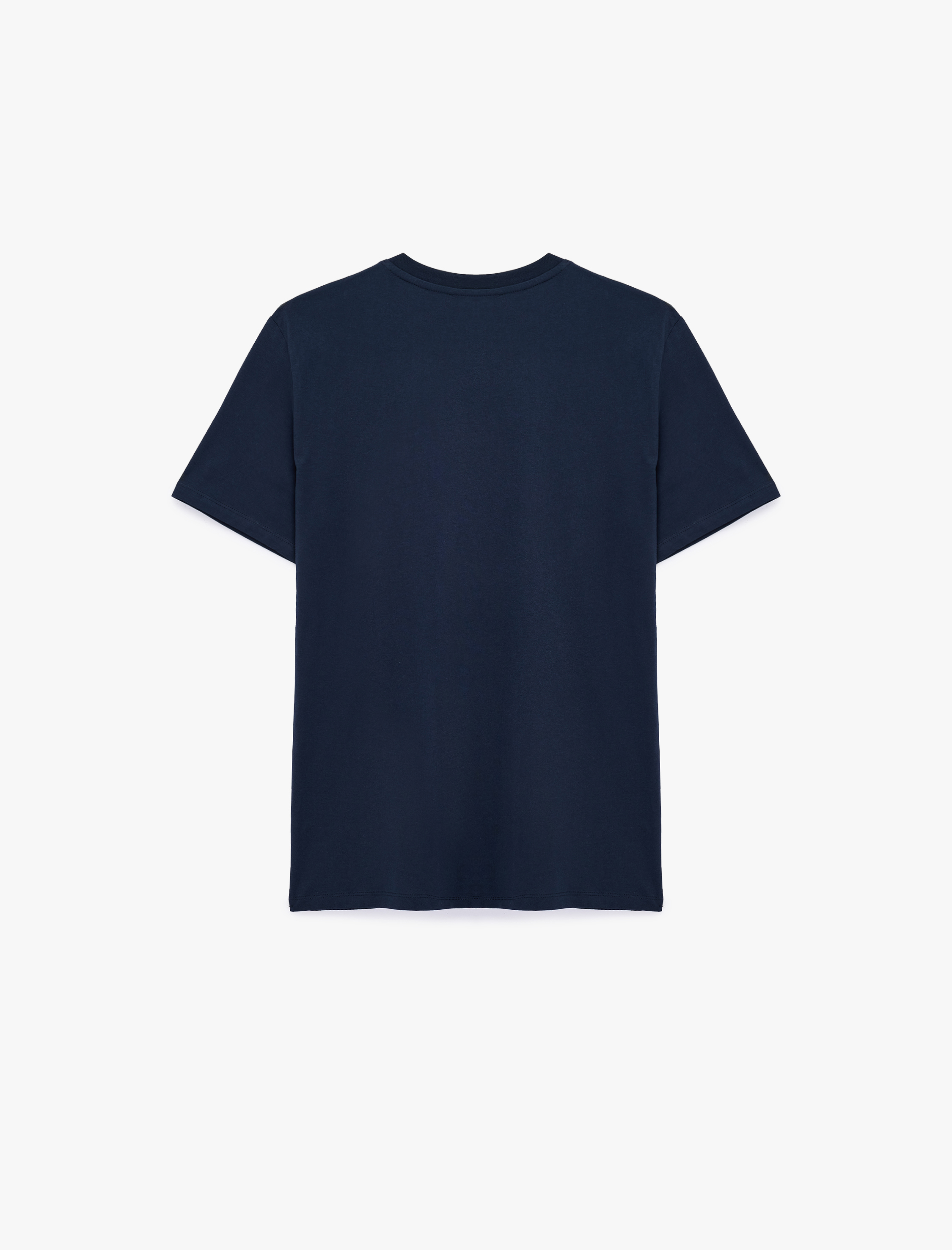   Pamuklu Kısa Kollu Bisiklet Yaka Baskılı Slim Fit Tişört