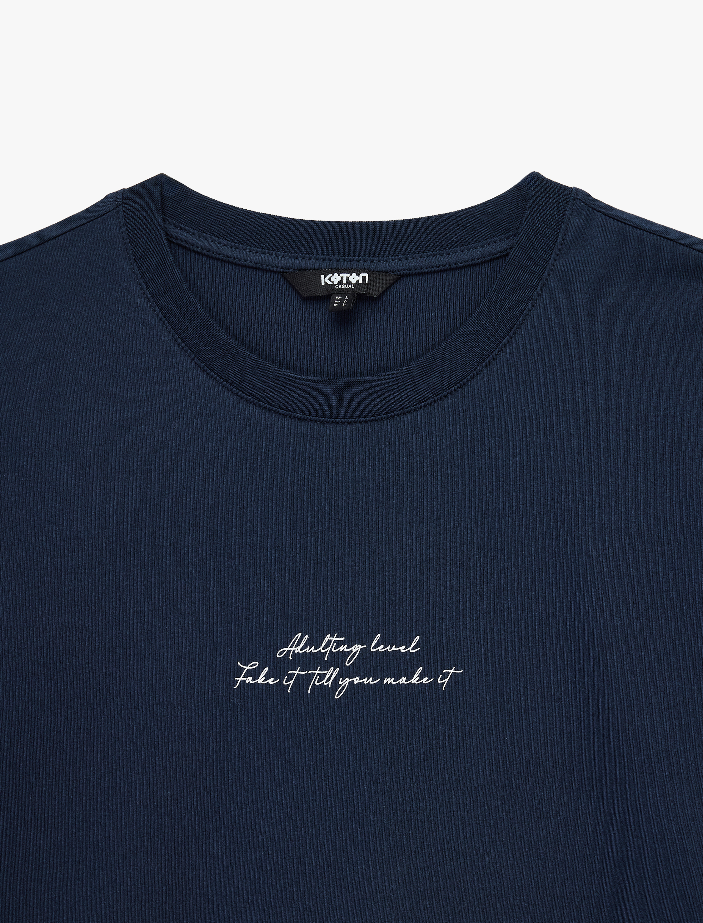   Pamuklu Kısa Kollu Bisiklet Yaka Baskılı Slim Fit Tişört