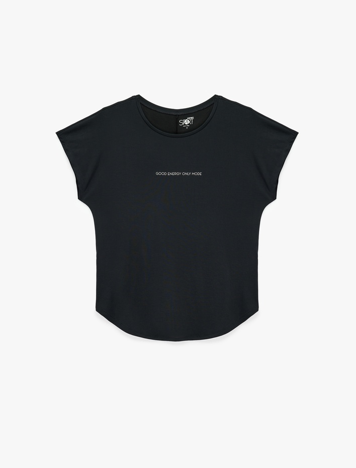  Kısa Kollu Bisiklet Yaka Rahat Kalıp Baskılı Modal Spor Tişört