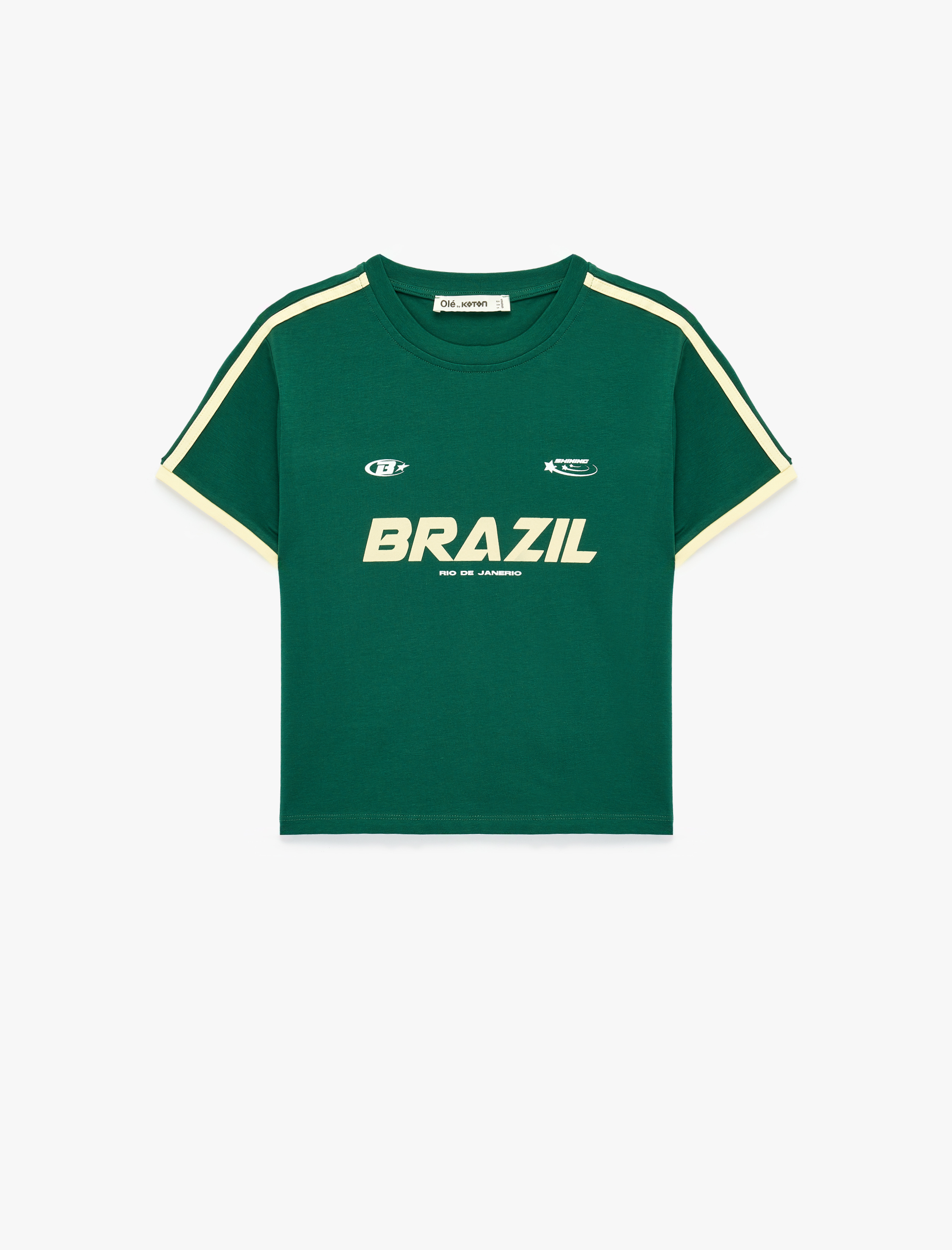   Pamuklu Slim Fit Bisiklet Yaka Biyeli Kısa Kollu Baskılı Tişört