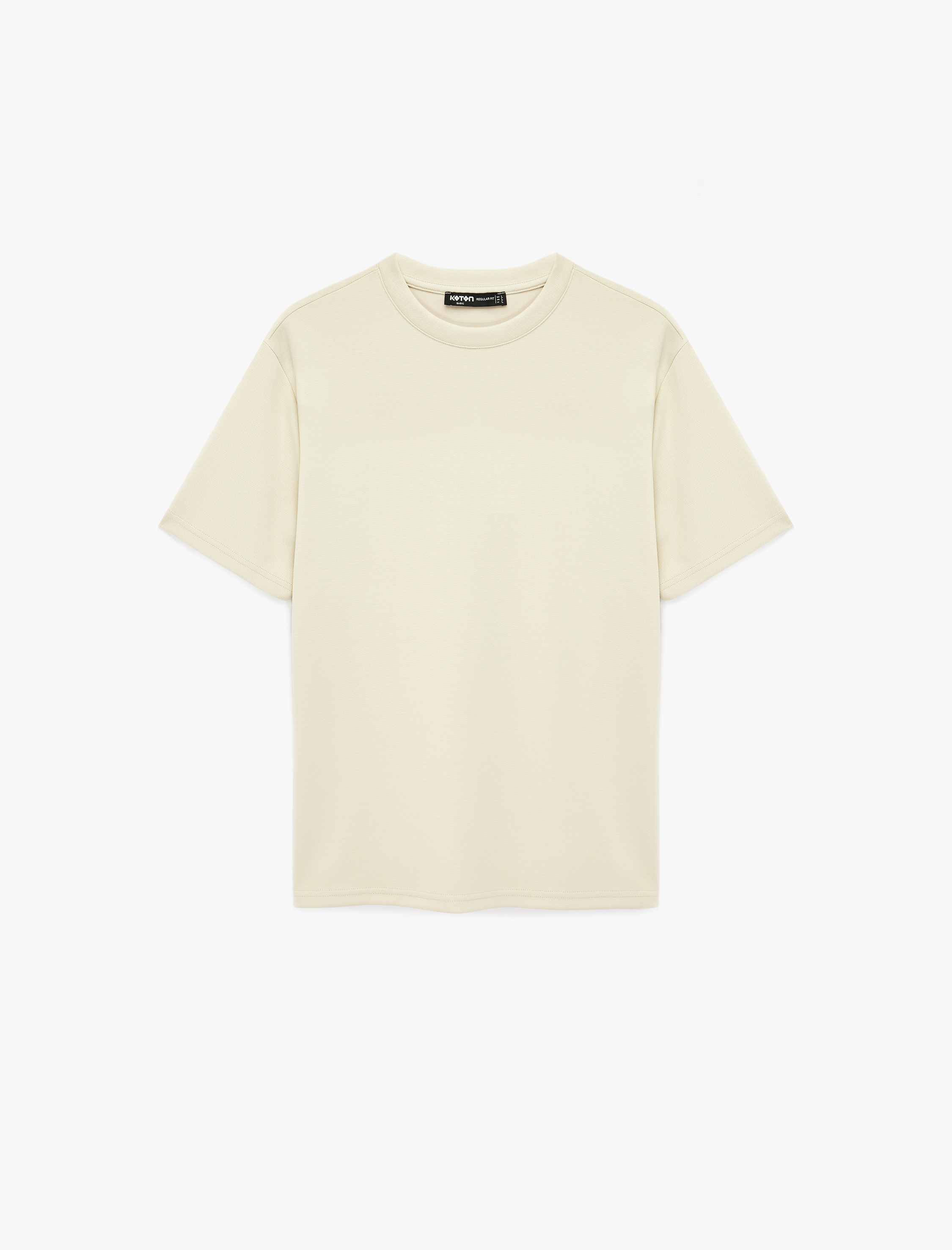   Regular Fit Kısa Kollu Bisiklet Yaka Viskon Karışımlı Basic Tişört